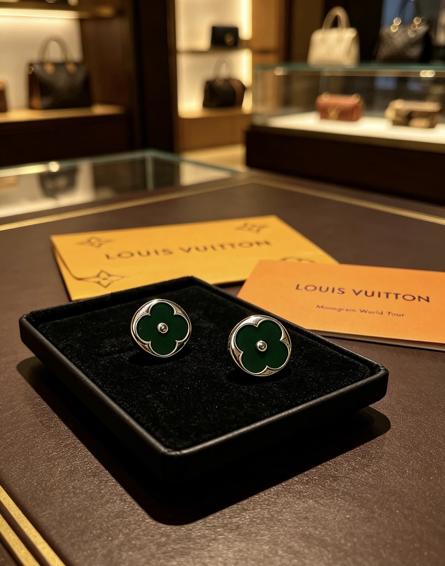 Louis Vuitton Green Flower Earrings